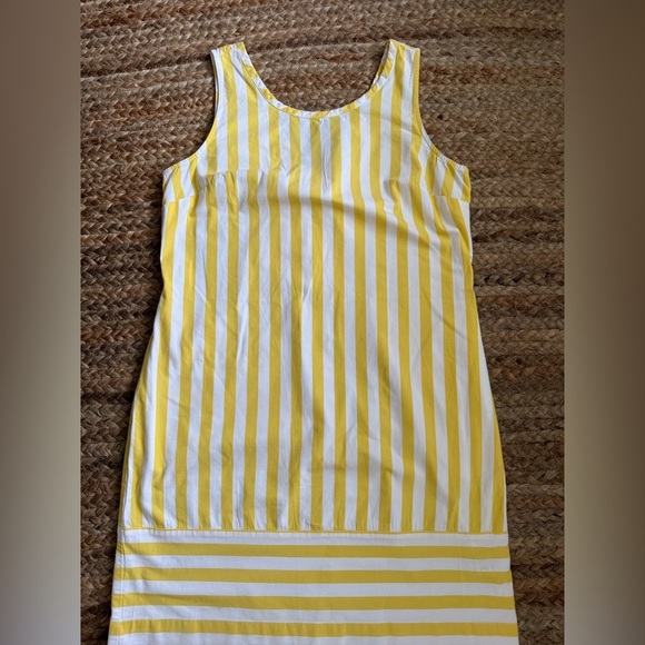 Crown & Ivy Size 10 Yellow & White Striped Sleeveless Cotton Dress w/ bow detail - Picture 1 of 6